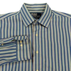 Polo Ralph Lauren Curham Classic Striped Button Up Shirt Men 16L Blue Pink Green